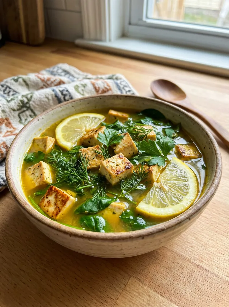 Lemon Herb Tofu Soup