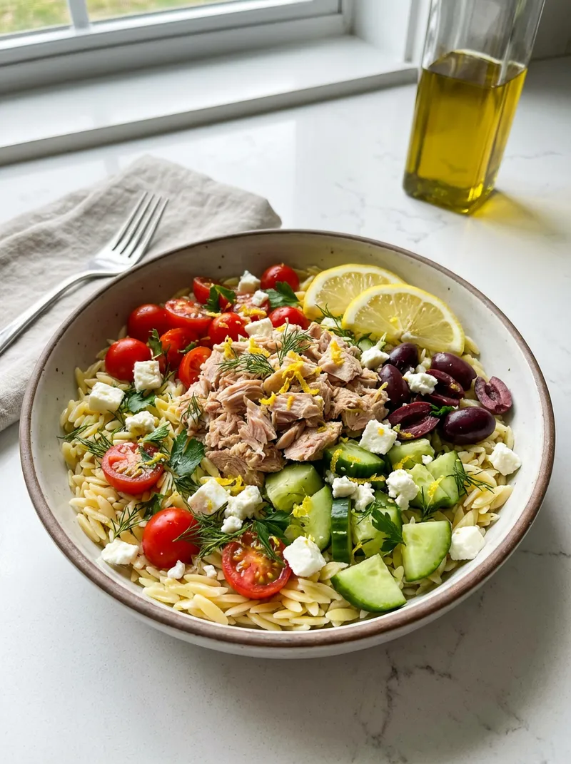 Lemon Herb Tuna Orzo Bowls