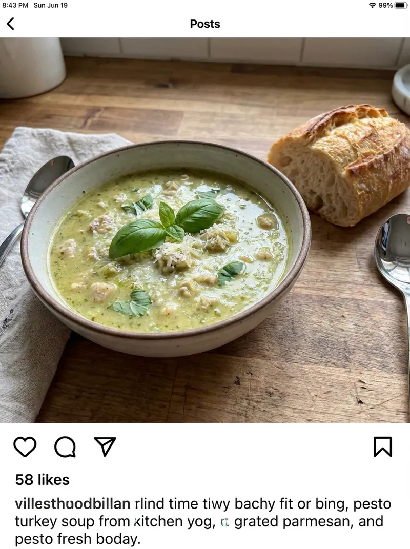 Light Pesto Turkey Soup