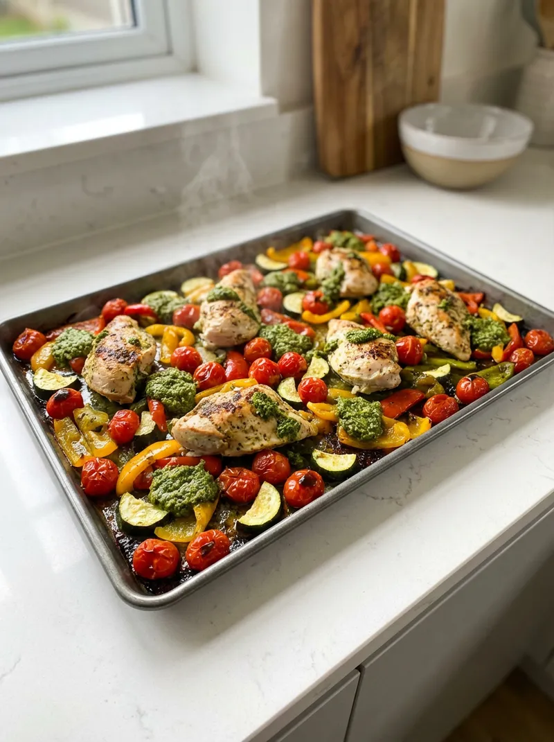 Light Pesto Turkey Traybake