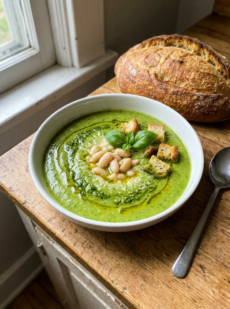 Light Pesto White Bean Soup