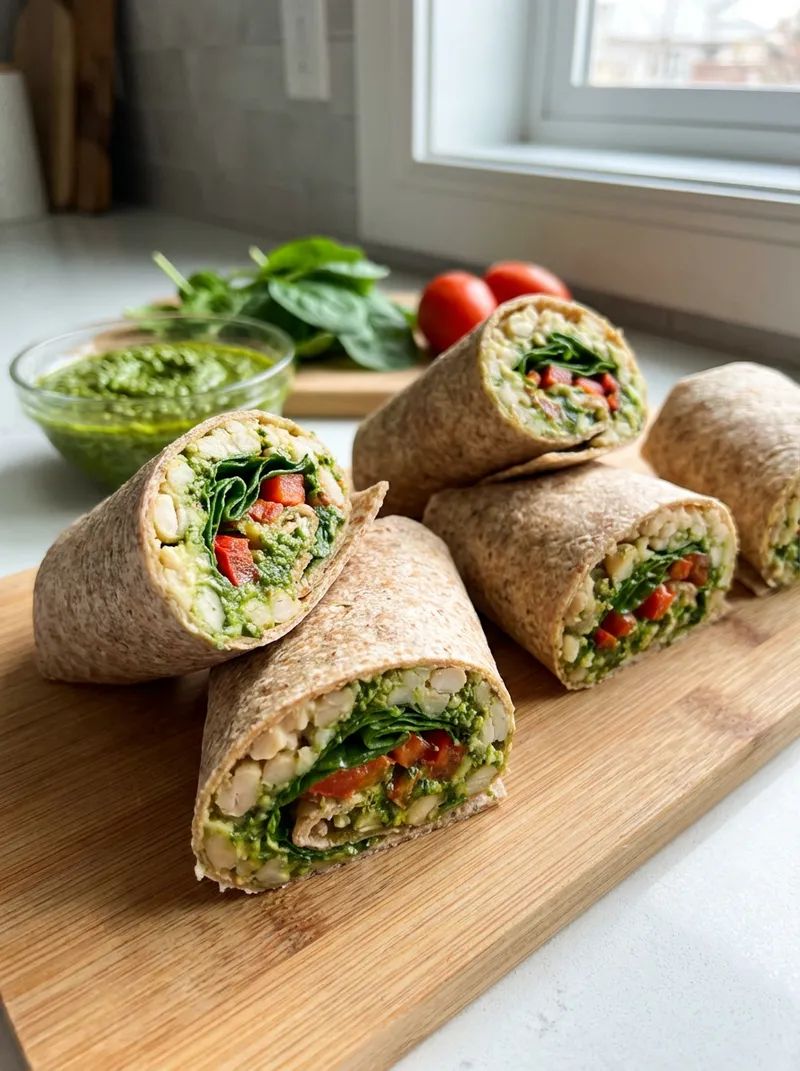 Light Pesto White Bean Wraps
