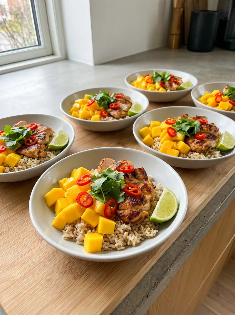 Mango Chili Chicken Rice Bowls