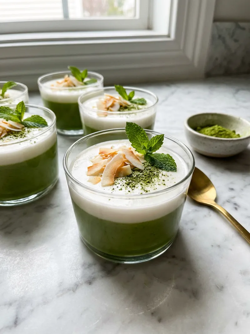 Matcha Coconut Pudding Cups