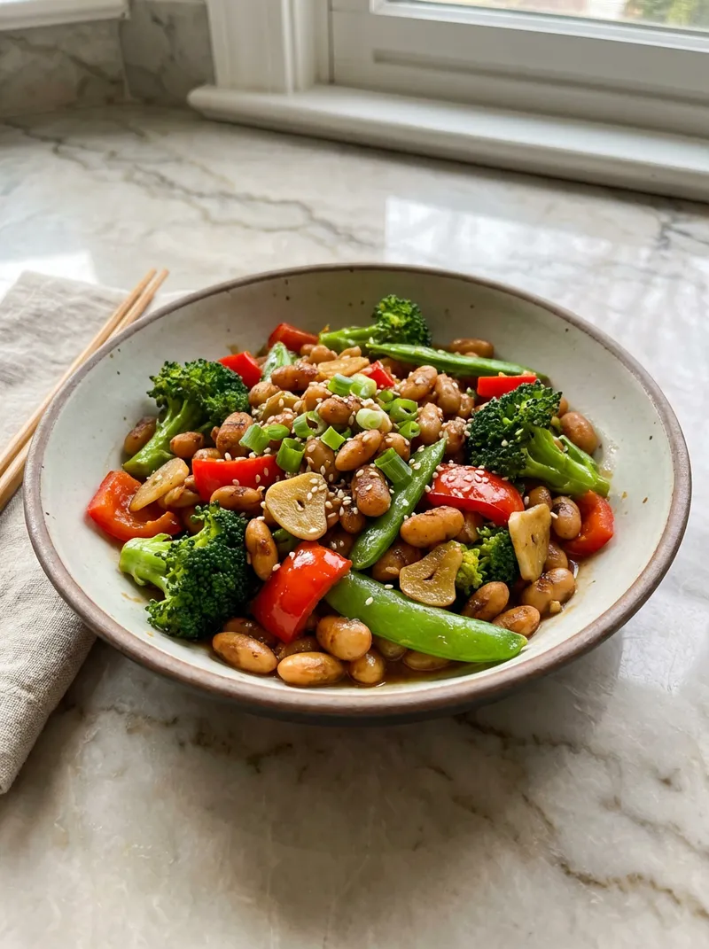 Miso Garlic White Bean Stir-Fry