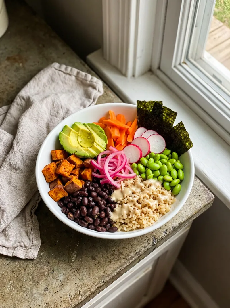Miso Ginger Black Bean Rice Bowls