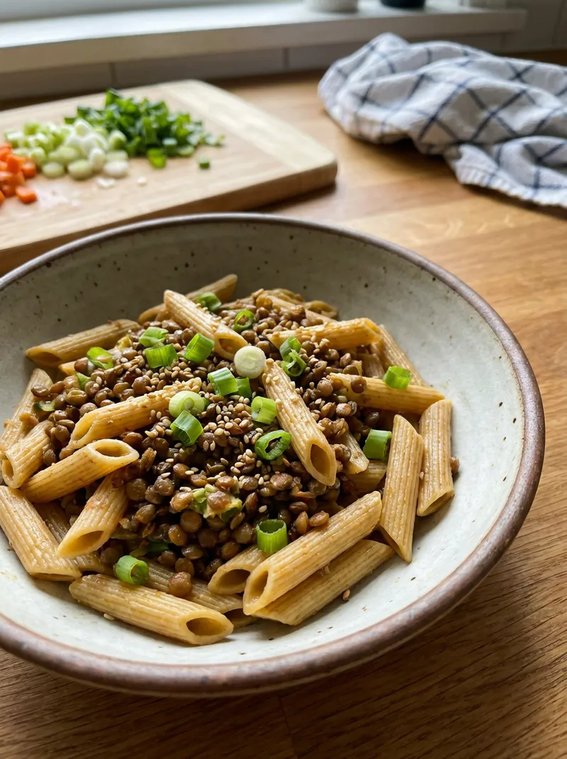 Miso Ginger Lentil Penne