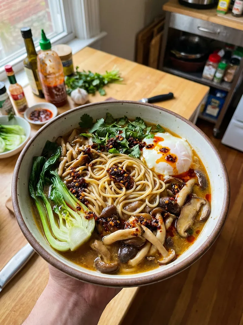 Miso Ginger Mushroom Noodles