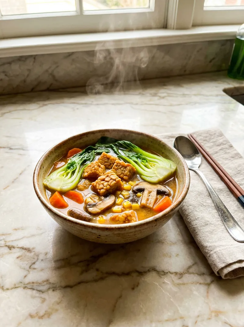 Miso Ginger Tempeh Soup