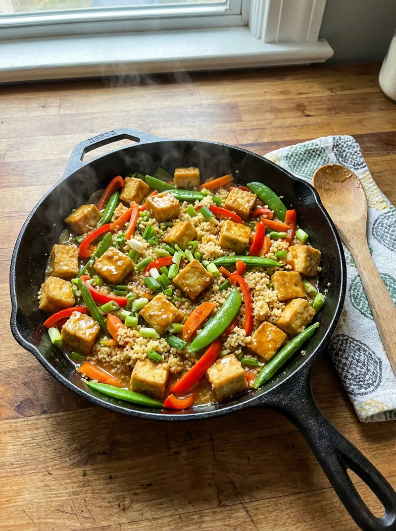 Miso Ginger Tofu Couscous Skillet