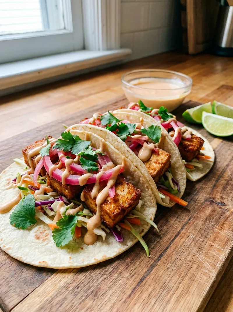 Miso Ginger Tofu Tacos