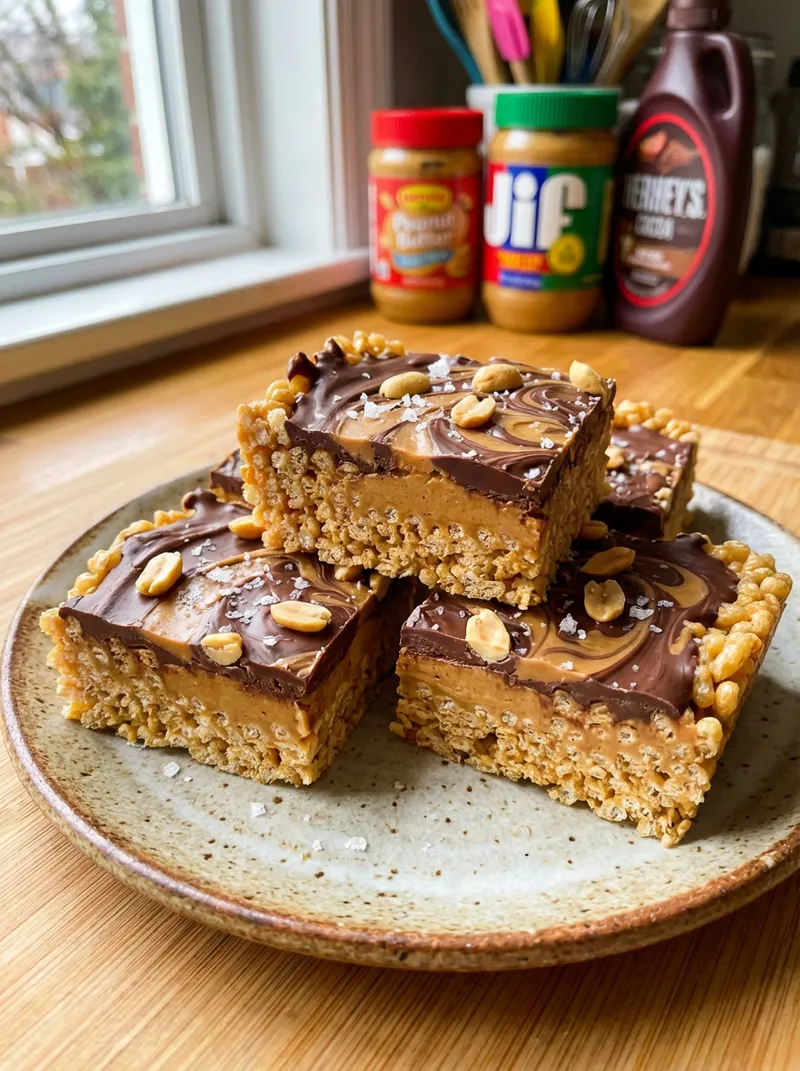Peanut Butter Chocolate Rice Crispy Bars