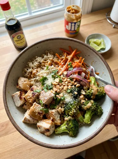 Peanut Chicken Broccoli Bowl