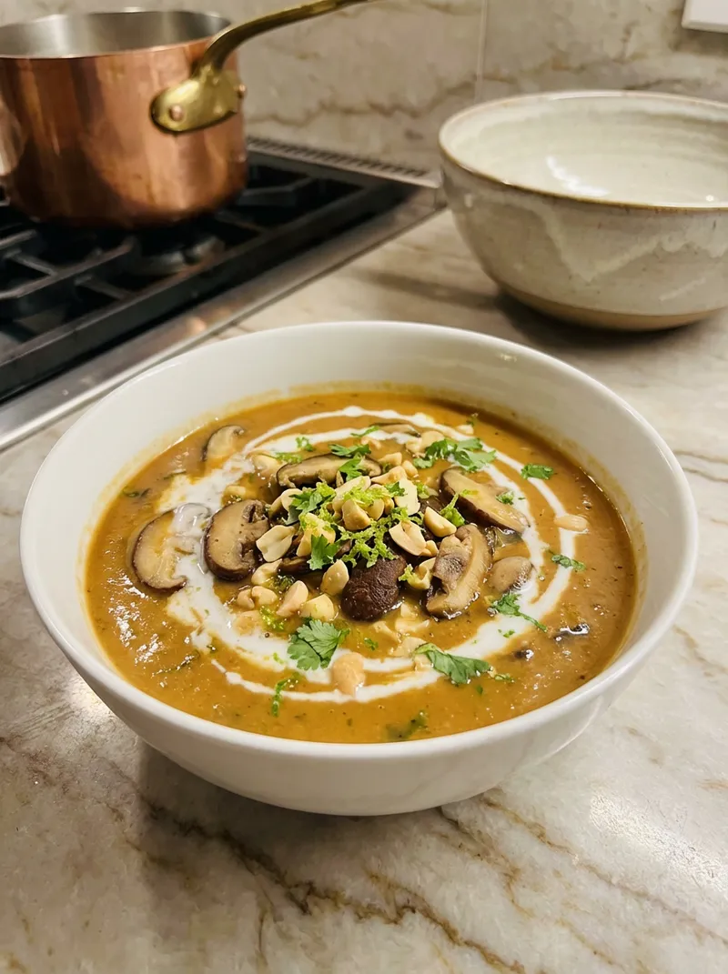 Peanut Lime Mushroom Soup