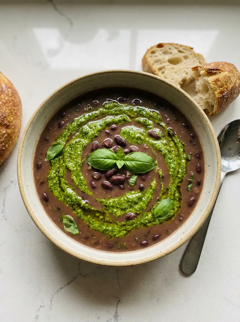 Pesto Black Bean Soup