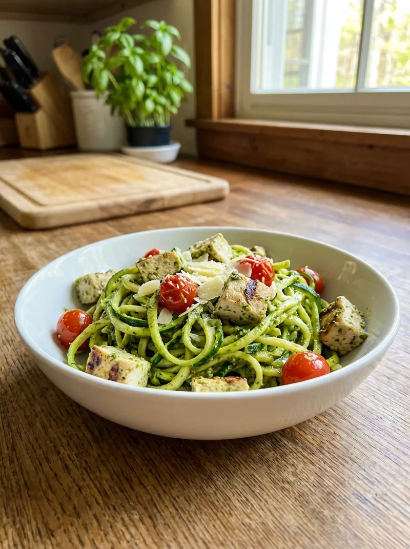 Pesto Chicken Zucchini Noodles