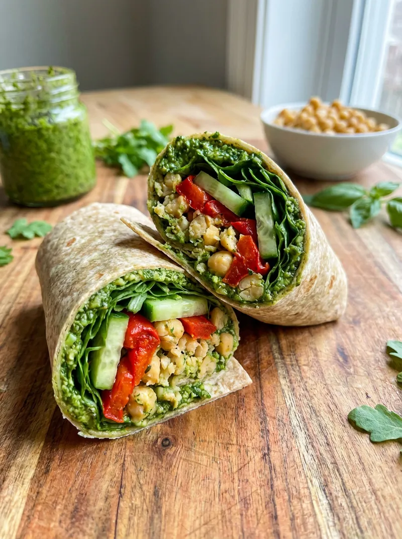 Pesto Chickpea Wraps