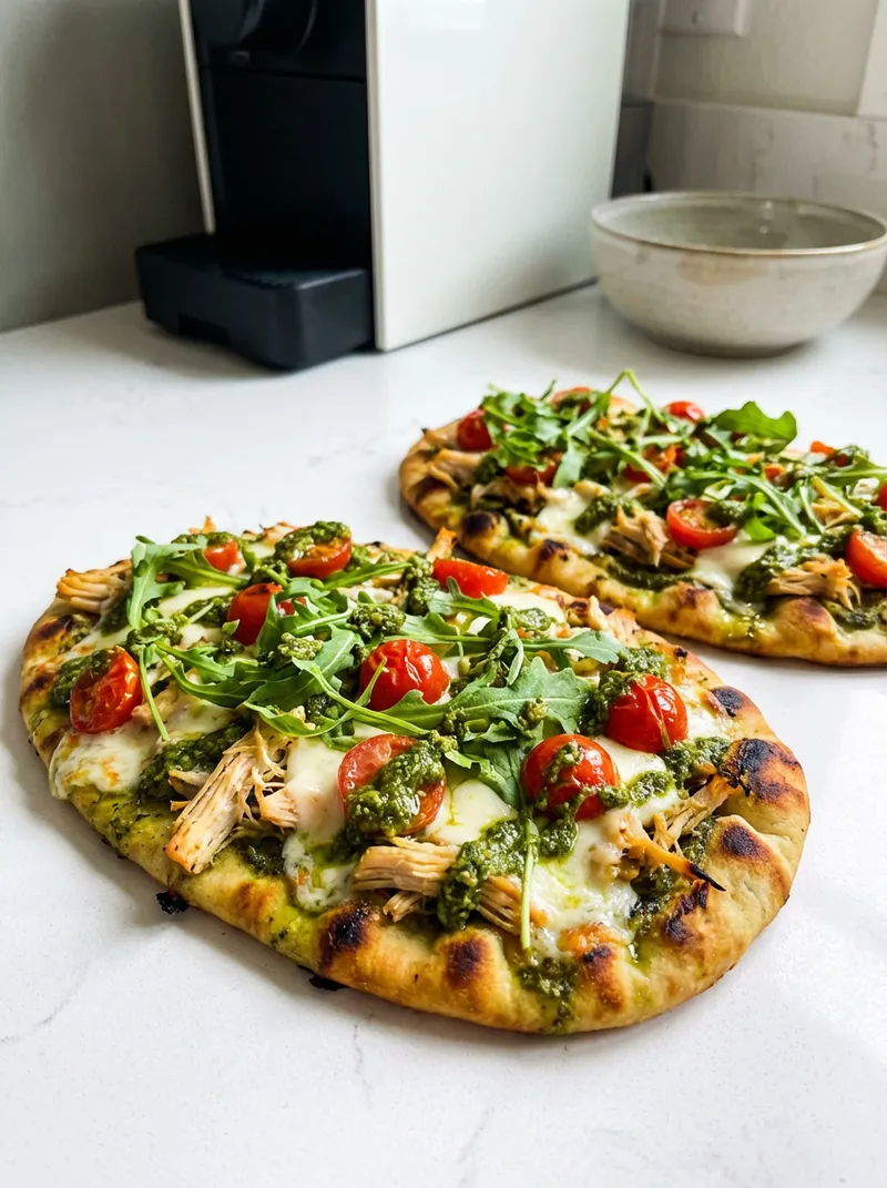 Pesto Rotisserie Chicken Flatbreads