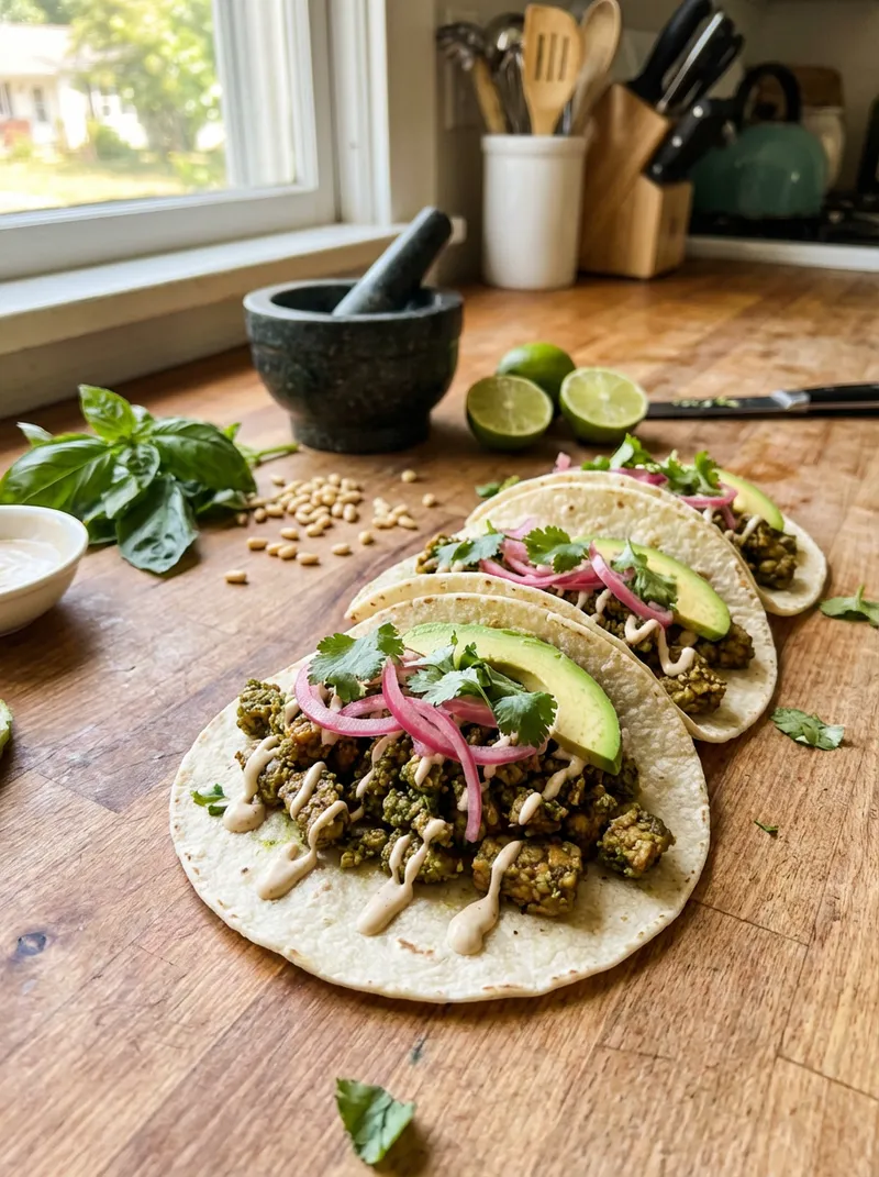 Pesto Tempeh Tacos