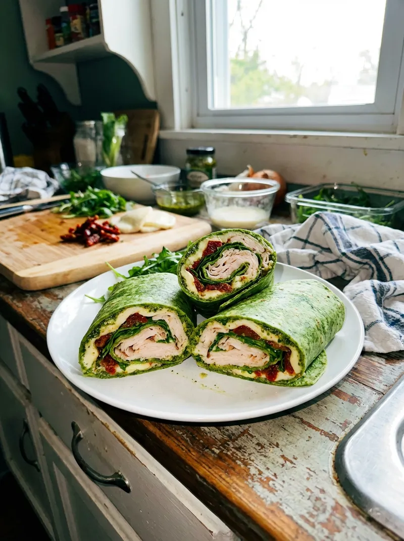 Pesto Turkey Mozzarella Wraps