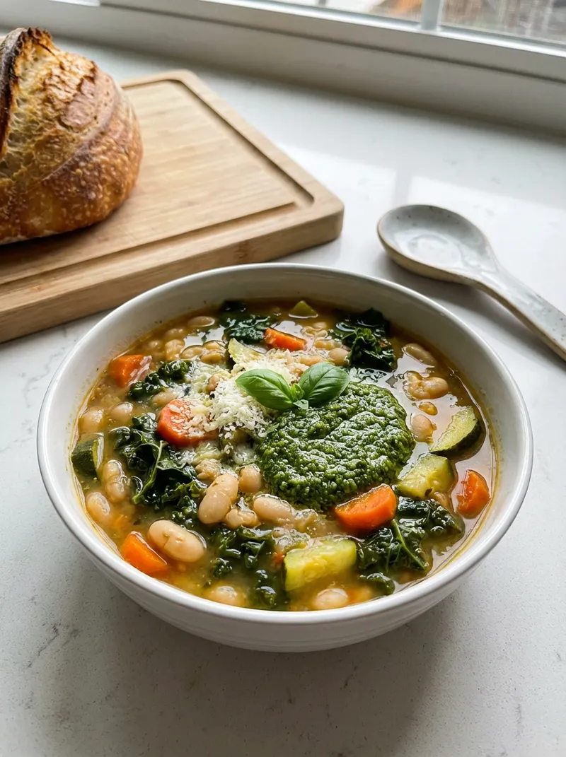 Pesto White Bean Vegetable Soup