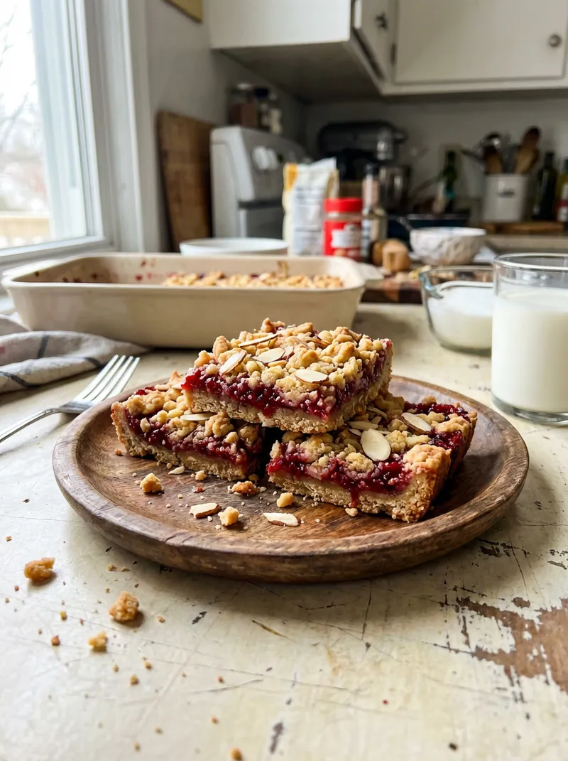Raspberry Almond Crumble Bars