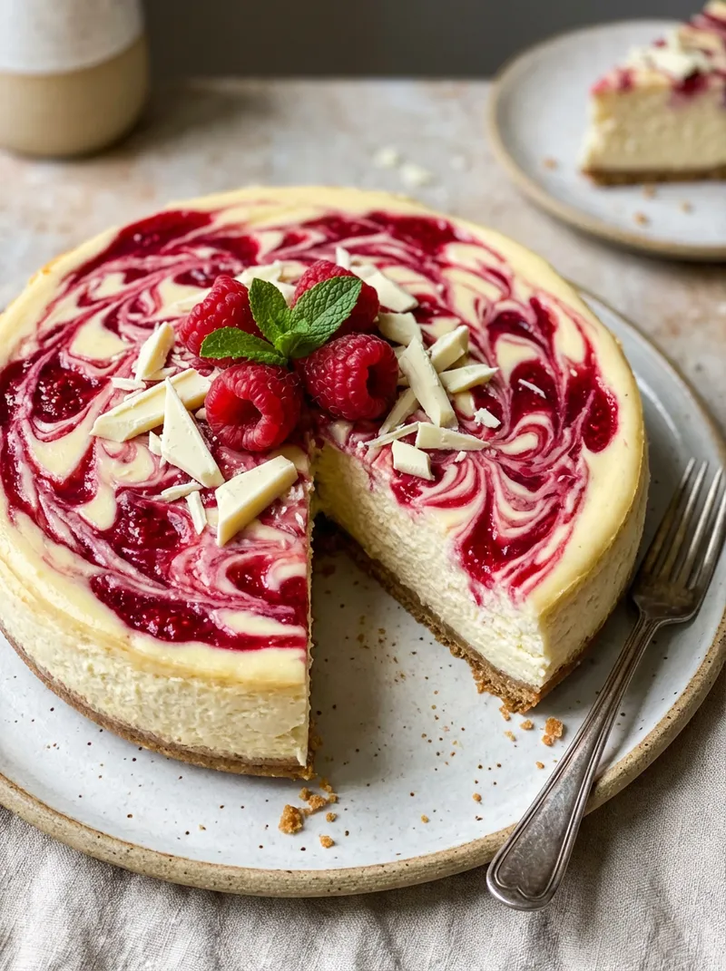 Raspberry White Chocolate Cheesecake