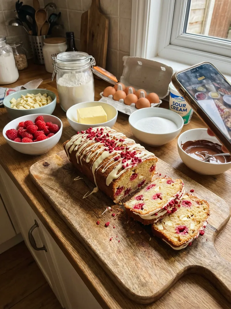 Raspberry White Chocolate Loaf Cake