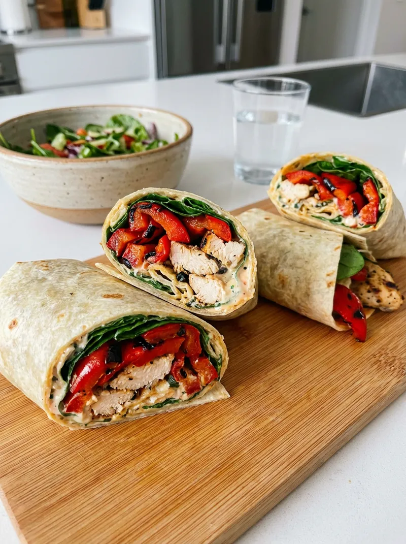 Roasted Pepper Chicken Wraps