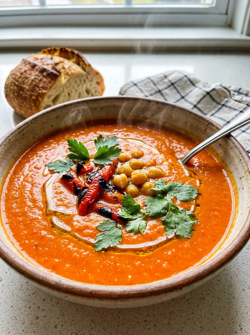 Roasted Pepper Chickpea Soup