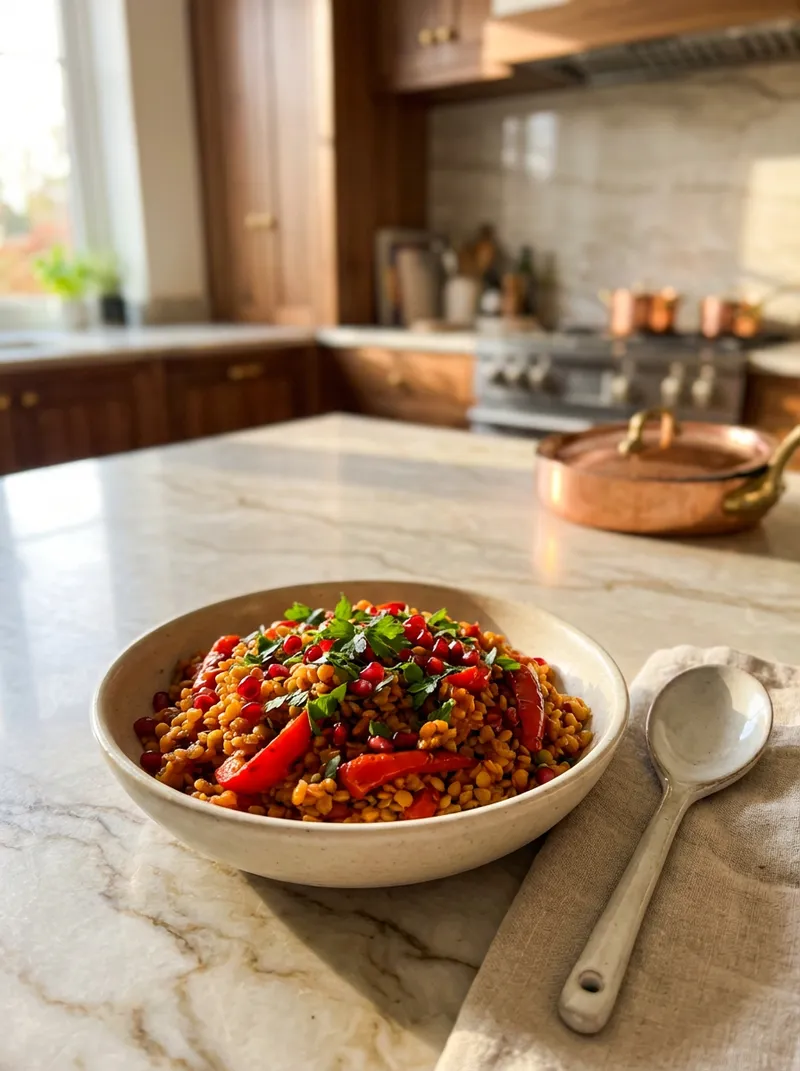Roasted Pepper Lentil Rice