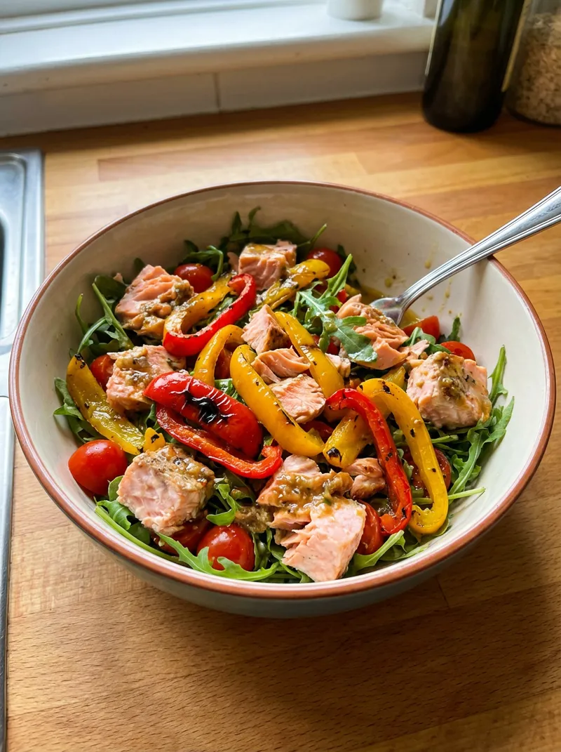 Roasted Pepper Salmon Salad