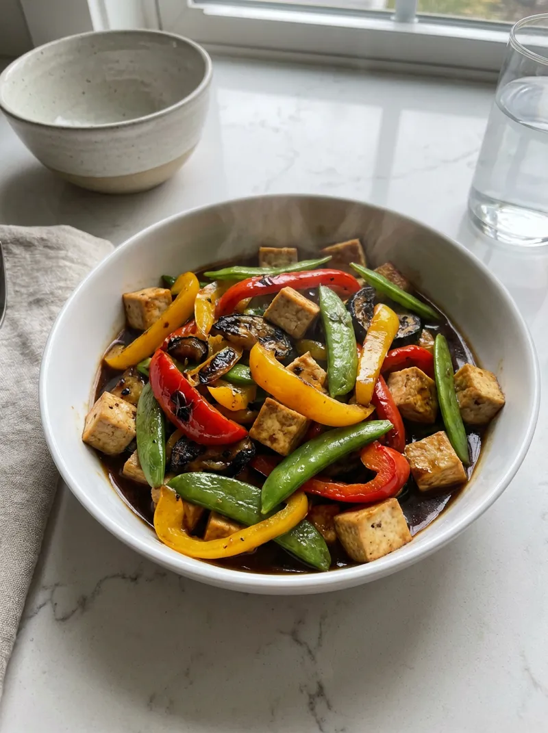 Roasted Pepper Tofu Stir-Fry