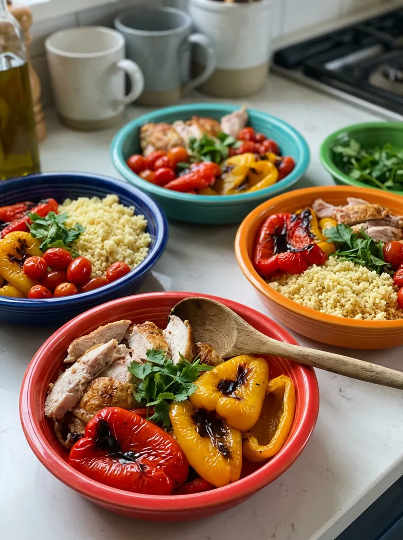 Roasted Pepper Turkey Couscous Bowls