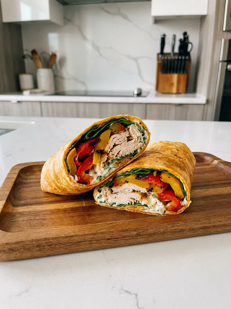 Roasted Pepper Turkey Wraps