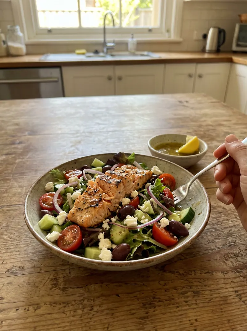 Salmon Mediterranean Salad