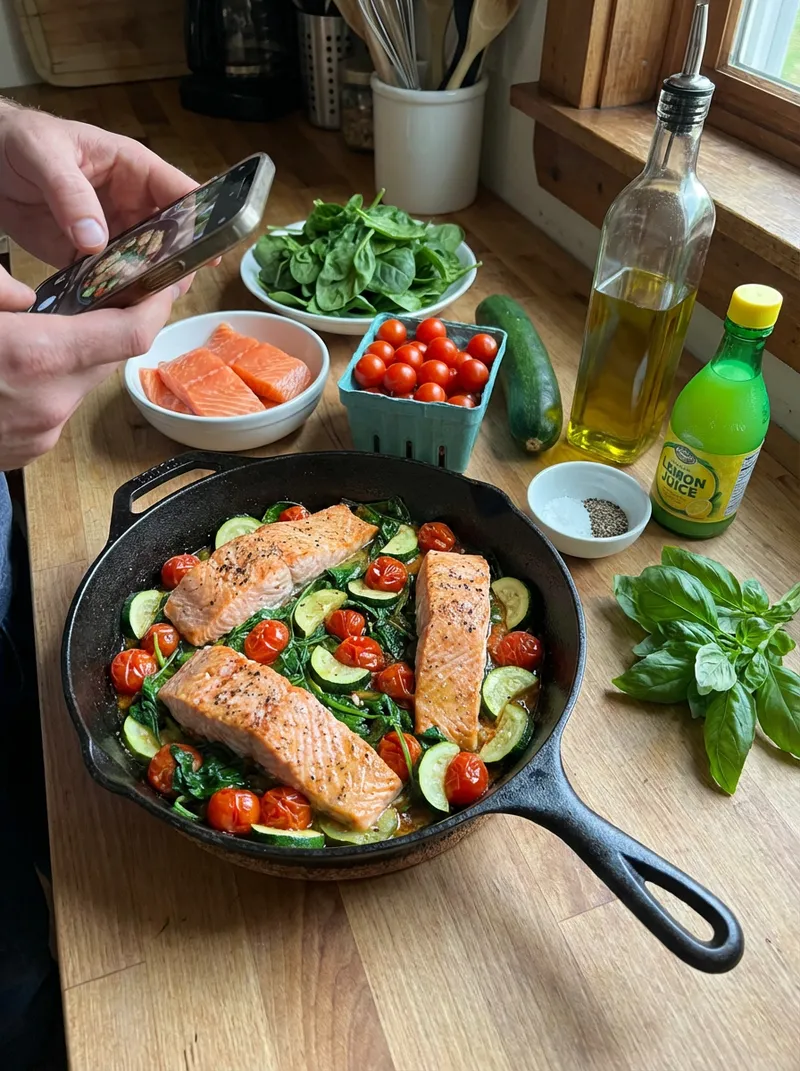 Salmon Tomato Basil Skillet