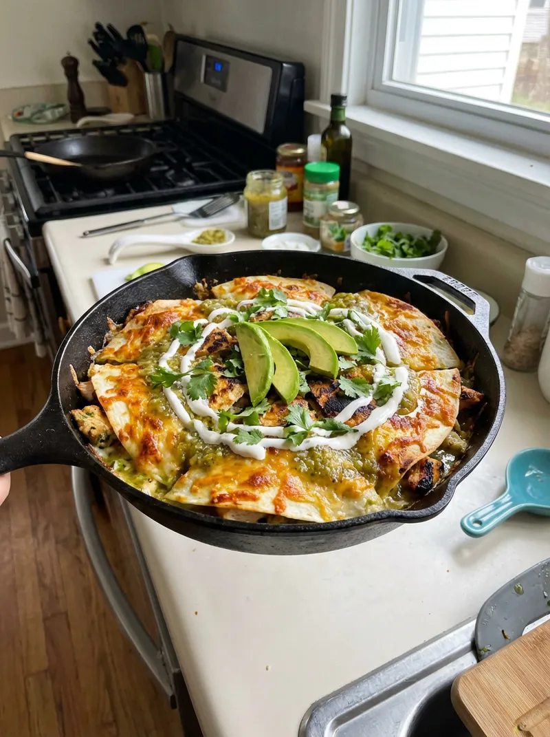 Salsa Verde Chicken Quesadilla Skillet