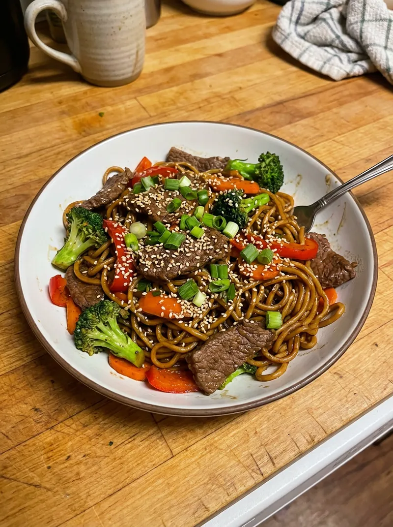 Sesame Beef Lo Mein