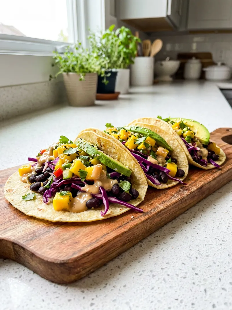 Sesame Ginger Black Bean Tacos