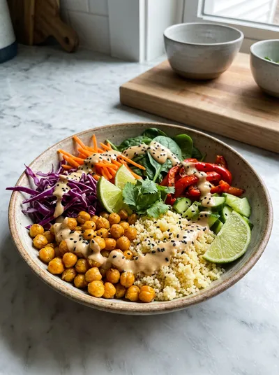 Sesame Ginger Chickpea Couscous Bowls