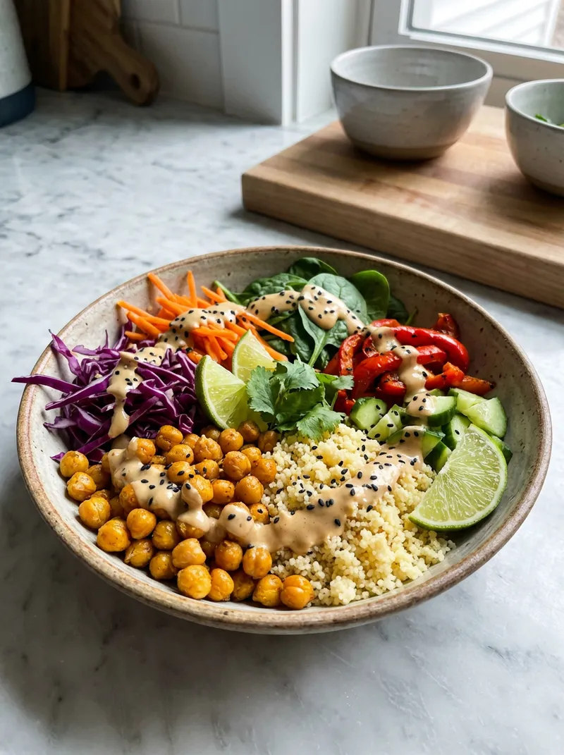 Sesame Ginger Chickpea Couscous Bowls