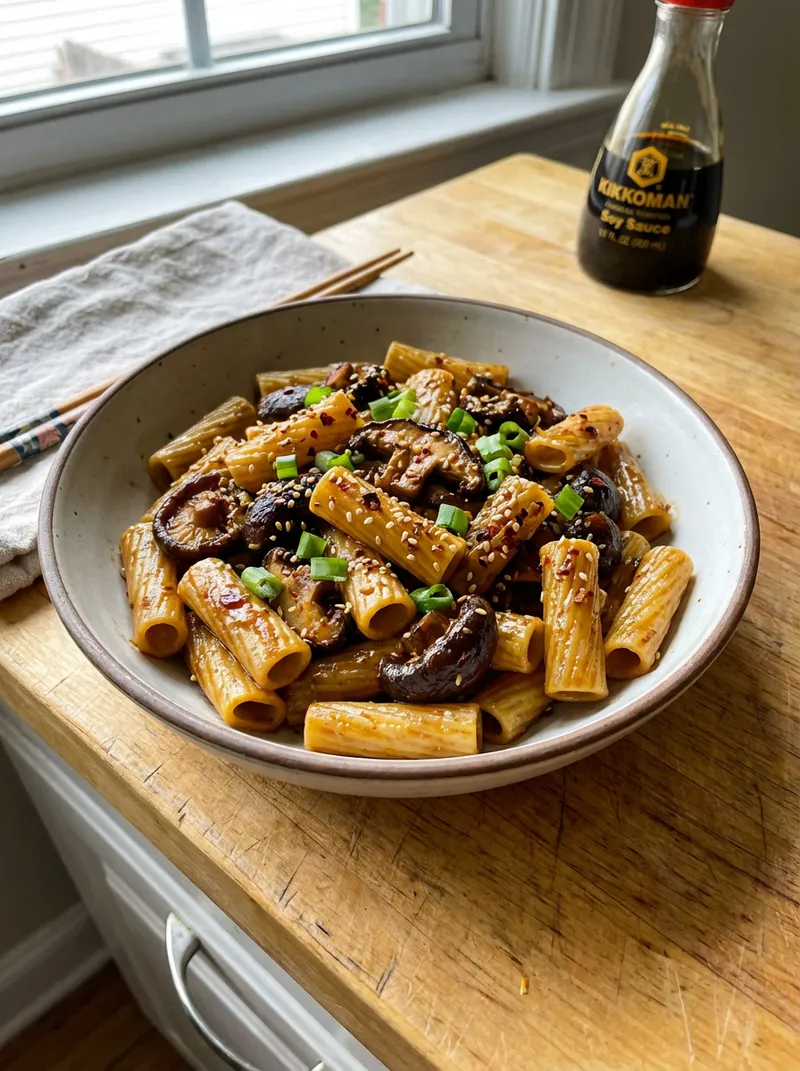 Sesame Ginger Mushroom Rigatoni