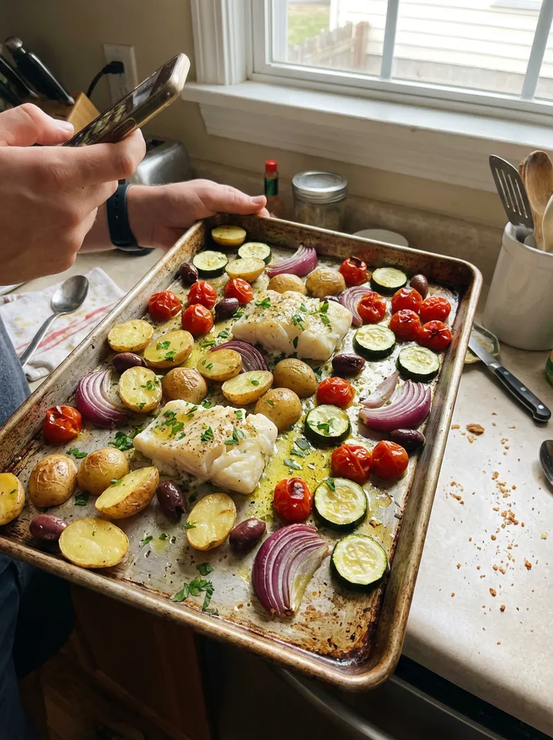 Sheet-Pan Cod Mediterranean Bake