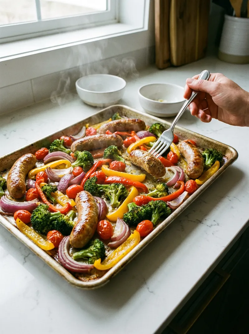 Sheet Pan Garlic Butter Chicken Sausage
