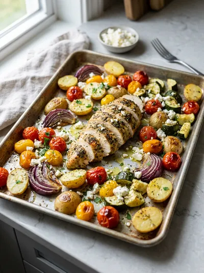 Sheet-Pan Greek Chicken and Veg