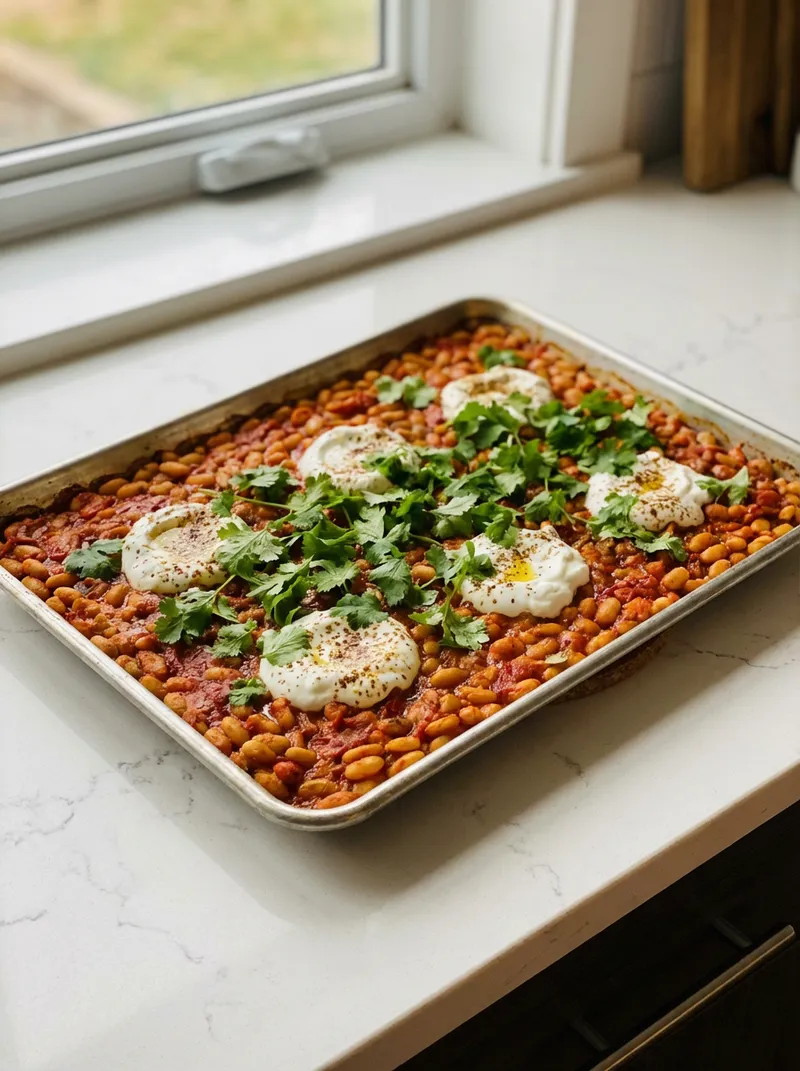 Sheet Pan Harissa White Bean