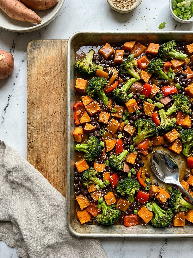 Sheet Pan Miso Ginger Black Bean