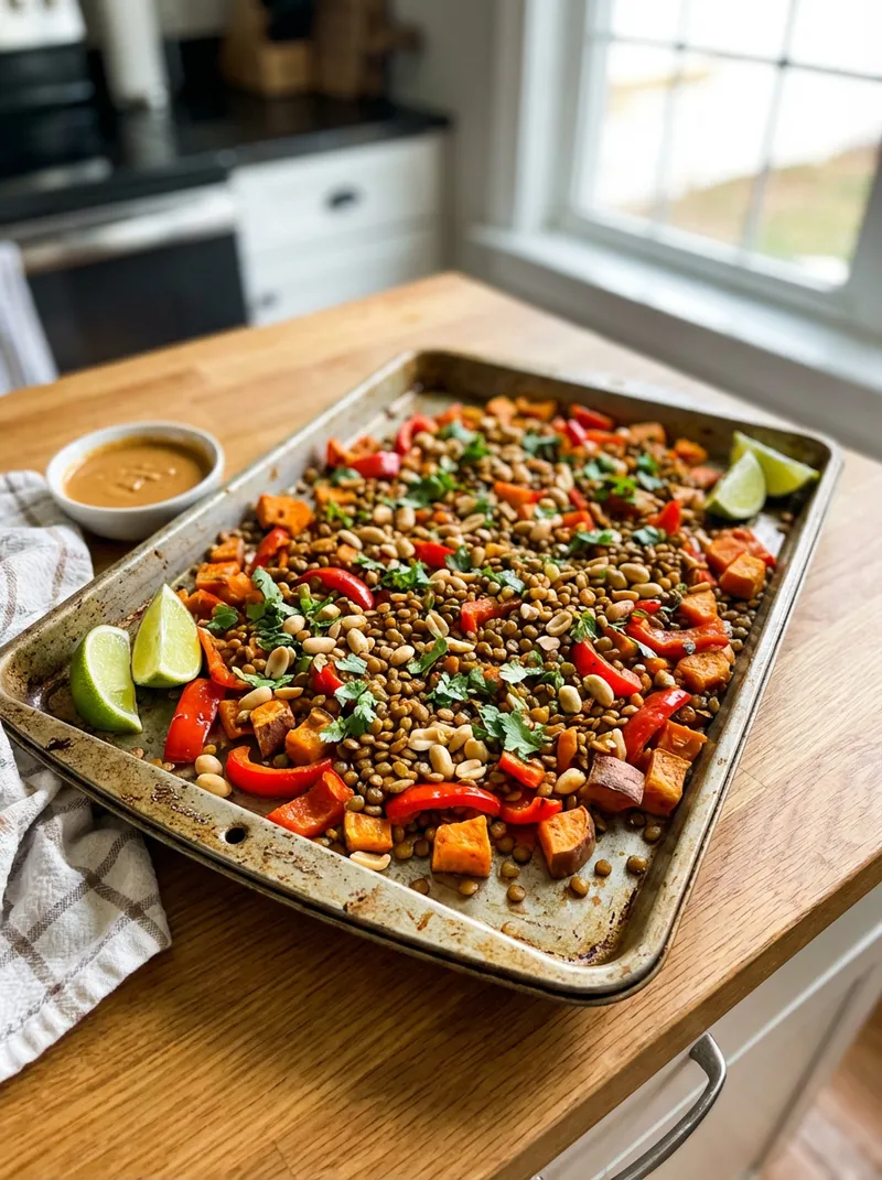 Sheet Pan Peanut Lime Lentil