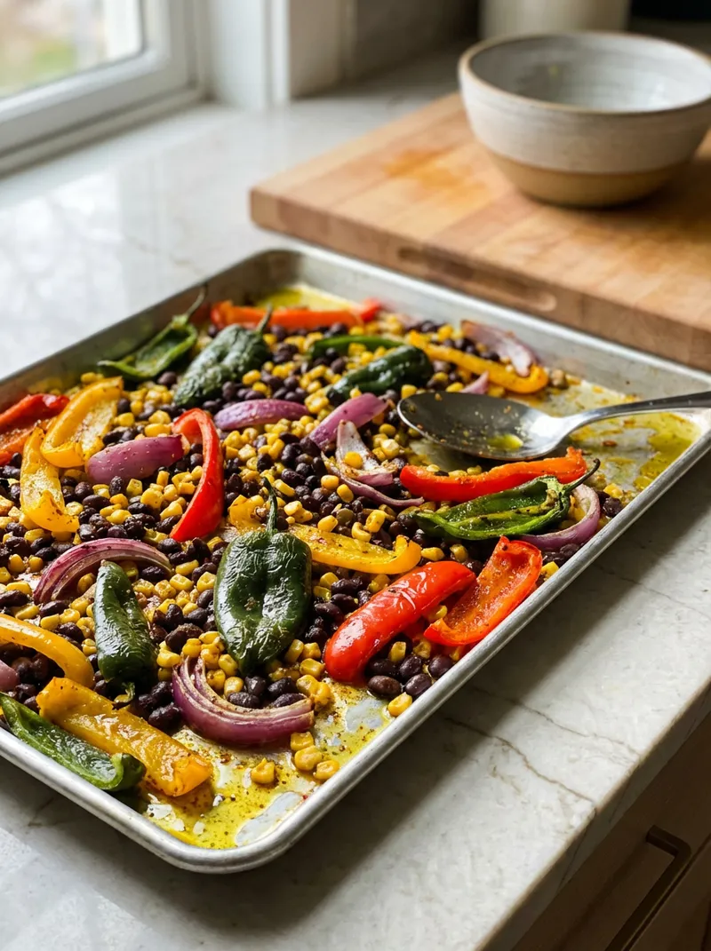 Sheet Pan Roasted Pepper Black Bean